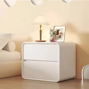 Mesita de Noche Moderna de Madera Maciza de Estilo Italiano de Lujo con 2-3 Cajones, Muebles de Dormitorio Ecológicos - Product Image 6