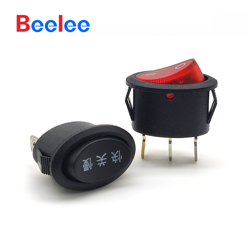 Beelee 101NTYDD Oval On-off Rocker Switch With Led Light 3 Pin Rocker Switch