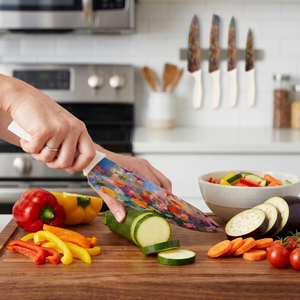 Juego de <span class=keywords><strong>cuchillos</strong></span> de cocina TOALLWIN, <span class=keywords><strong>cuchillos</strong></span> de cocina con patrón de flores, juego de <span class=keywords><strong>cuchillos</strong></span> de chef de cocina de acero inoxidable, <span class=keywords><strong>cuchillos</strong></span> de cocina - Product Image 3