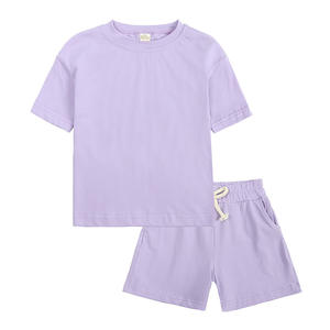 Vêtements d'été pour enfants, ensemble de pyjamas à manches courtes, ensemble de survêtement décontracté, ensembles de shorts unis pour enfants - Product Image 3