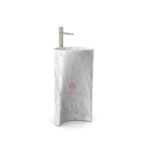 <span class=keywords><strong>Lavabo</strong></span> en marbre blanc Arabescato de forme organique, coins arrondis, bloc massif, pour hôtel et usage domestique - Product Image 5