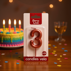 Candela Decorativa Numero 3 da 6 Cm per Torte di Compleanno - Product Image 3