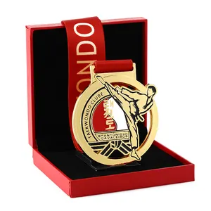 Medalha de ouro personalizada para luta livre, esportes coreanos, metal, jiu jitsu, judô, karatê, taekwondo, medalha com fita, medalha chinesa de 2024