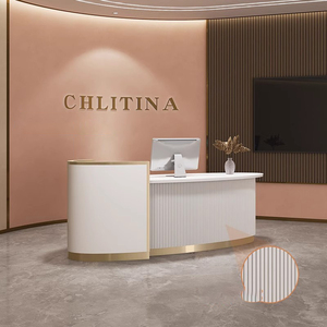 Bán Buôn Phổ Biến Nhỏ Hiện Đại L Hình Dạng Văn Phòng Phía Trước Mô Hình Gỗ Văn Phòng Thẩm Mỹ Viện Tiếp Tân Bàn - Product Image 4