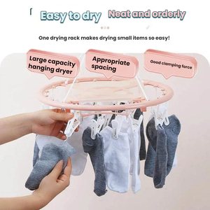 Round Shape Plastic Laundry Clip and Drip <strong>Hanging</strong> <strong>Dryer</strong> with 20 Pegs for <strong>Socks</strong> and Underwear Drying - Product Image 3