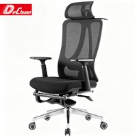Chaise de bureau ergonomique en maille avec appui-tête, repose-pieds, accoudoirs et soutien lombaire réglables