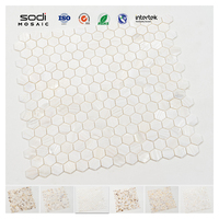 Autocollant de carrelage pour dosseret de cuisine fait à la main, couleur hexagonale, nacre brute, carreau de mosaïque en coquillage naturel pour salle de bain et douche