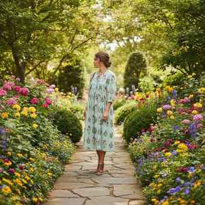 Robe midi Kyra à imprimé floral bohème en coton, avec liens à nouer, pour femmes - Product Image 5