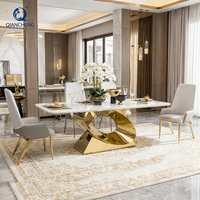 QIANCHENG Dernier design de table à manger de style européen moderne, prix de gros, ensemble de table à manger en pierre naturelle véritable et élégante