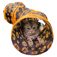 Nouveauté : Tunnel pliable pour chat, jouets à mâcher sur le thème de la citrouille d'Halloween pour chats