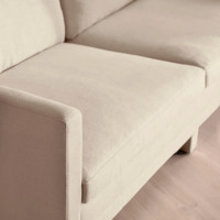 Canapé moderne en lin crème 3 places avec accoudoirs, base sur socle, mobilier de salon, ensemble de canapés minimalistes pour appartement, maison ou bureau
