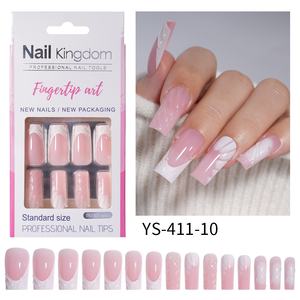 Faux ongles à presser French Tip, carrés blancs, taille moyenne, réutilisables, à coller, en <span class=keywords><strong>15</strong></span> tailles, kit de 30 faux ongles en gel souple pour femme, cadeau - Product Image 6