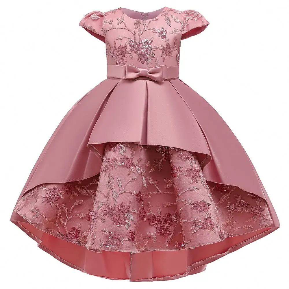 Baige High quality kids long garment girls party dresses short sleeve dress frock design for baby girl T5170