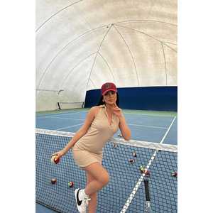 Minivestido Beige de Spandex con Cuello Camisero, Estilo Vintage, Tallas XS-XL, Diseño Liso para Ocasiones Diurnas, Primavera y Otoño, con Forro - Product Image 3