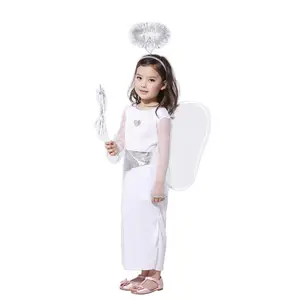 Sweet Little Girl Dress Up Party Goddess Role Play Fancy Dress Angel Wings Costume