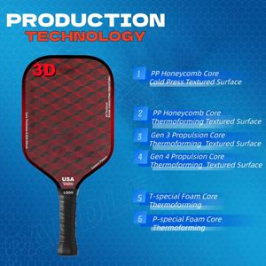 ไม้พายพิคเคิลบอล 3 มิติ ผิวสัมผัสแบบเคฟลาร์ คาร์บอนไฟเบอร์ ผสมผสาน รุ่น GEN 3 GEN4 แกนรังผึ้ง PP ขึ้นรูปด้วยความร้อน - Product Image 2