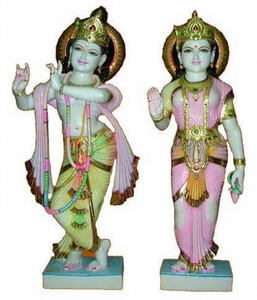 <b>Painted</b> Religious Indian Marble Radha Krishna Statue - Product Image 1