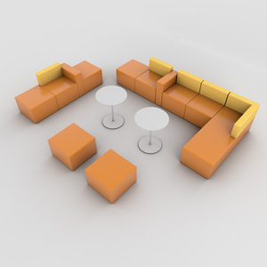 Conjunto de Sofás Seccionales de Cuero Personalizados para Oficina Comercial, Modulares, Convertibles, Ecológicos, con Esponja de Alta Densidad y Base de Acero Inoxidable - Product Image 1