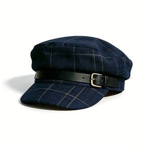 Gorra Newsboy Negra a Cuadros Personalizada, Estilo Boina Vintage con Hebilla de Cuero Ajustable, Gorra Newsboy Personalizada - Product Image 5