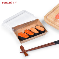 Sunzza Boîte d'emballage jetable pour pâtisserie, dessert, gâteau, récipient alimentaire Boîte en papier kraft à emporter pour sushi et restauration avec couvercle transparent