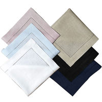 Serviettes et nappes de luxe en lin uni à ourlet festonné, personnalisables en gros, pour restaurants ruraux et utilisation en avion - Réutilisables
