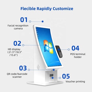 Chain Store 23.6 Inch Desktop Kiosk Multi-touch Curved Display <b>With</b> Pos Holder Facial Camera Qr Code <b>Scanner</b> Receipt <b>Printer</b> - Product Image 2