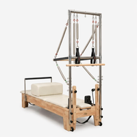 Appareil de Pilates Reformer Moderne pour la Maison avec Demi-Tourneuse, Appareil d'Exercice Multifonctionnel avec Repose-Épaules Rembourrés et Tapis Antidérapant