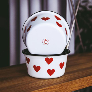 Bol mélange de salade en acier et métal, logo personnalisé, vente en gros d'usine, bol de chien en émail avec couvercles - Product Image 6