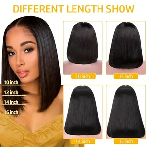 SDD Os Droite Courte Bob Perruques <span class=keywords><strong>Cheveux</strong></span> Humains Super Mince Hd 13X4 HD Lace Front Perruques pour les Femmes Noires Brut Brésilien Full Lace Perruques - Product Image 3