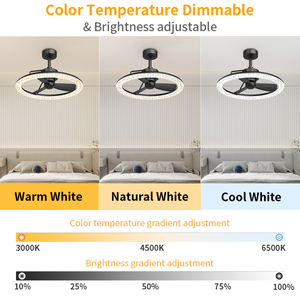 23 Inch Black Crystal <b>Ceiling</b> Fan with <b>Light</b> Modern Dimmable LED Fan Fixture for Bedroom Living Room Home Decor - Product Image 5
