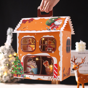 Giáng Sinh 3 Tier Lớp Giấy Các Tông Bánh Cupcake Đứng Món Tráng Miệng Chủ Hiển Thị Hộp Tháp Trường Hợp Bao Bì Showcase Với Xử Lý - Product Image 5