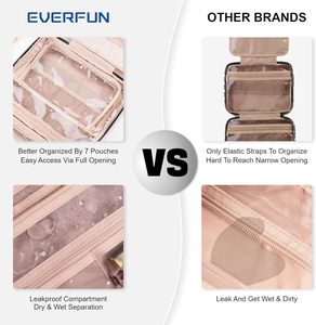 Bolsa de Maquillaje Impermeable con Rotación de 360 Grados. Gancho para Colgar y Compartimentos Multicapa para Organización de Artículos de Aseo de Viaje - Product Image 6