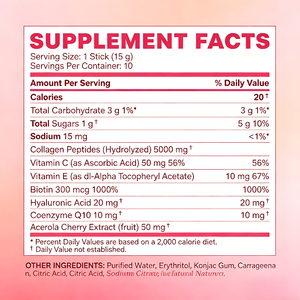 Colágeno Líquido Daily Beauty 5000mg Péptidos + Biotina 300mcg + Ácido Hialurónico + Vitaminas C/E, No Requiere Mezcla, 10 Geles - Product Image 6