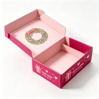 Boîte en carton ondulé rose personnalisée pour Noël, empilable, pliable, emballage en papier pour cadeaux, vêtements, boîte d'expédition avec logo