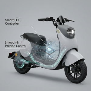 Moto électrique 30-50 km/h, autonomie de 75 km, scooter professionnel pour les trajets en ville, frein à disque/Roue à tambour, étanche IP65, moteur 400W - Product Image 5