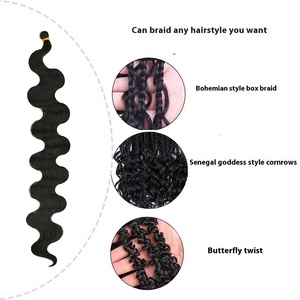 Extensión de cabello sintético para mujer de estilo europeo americano, peluca de ganchillo de ondas grandes con ondas corporales y trenzas - Product Image 4