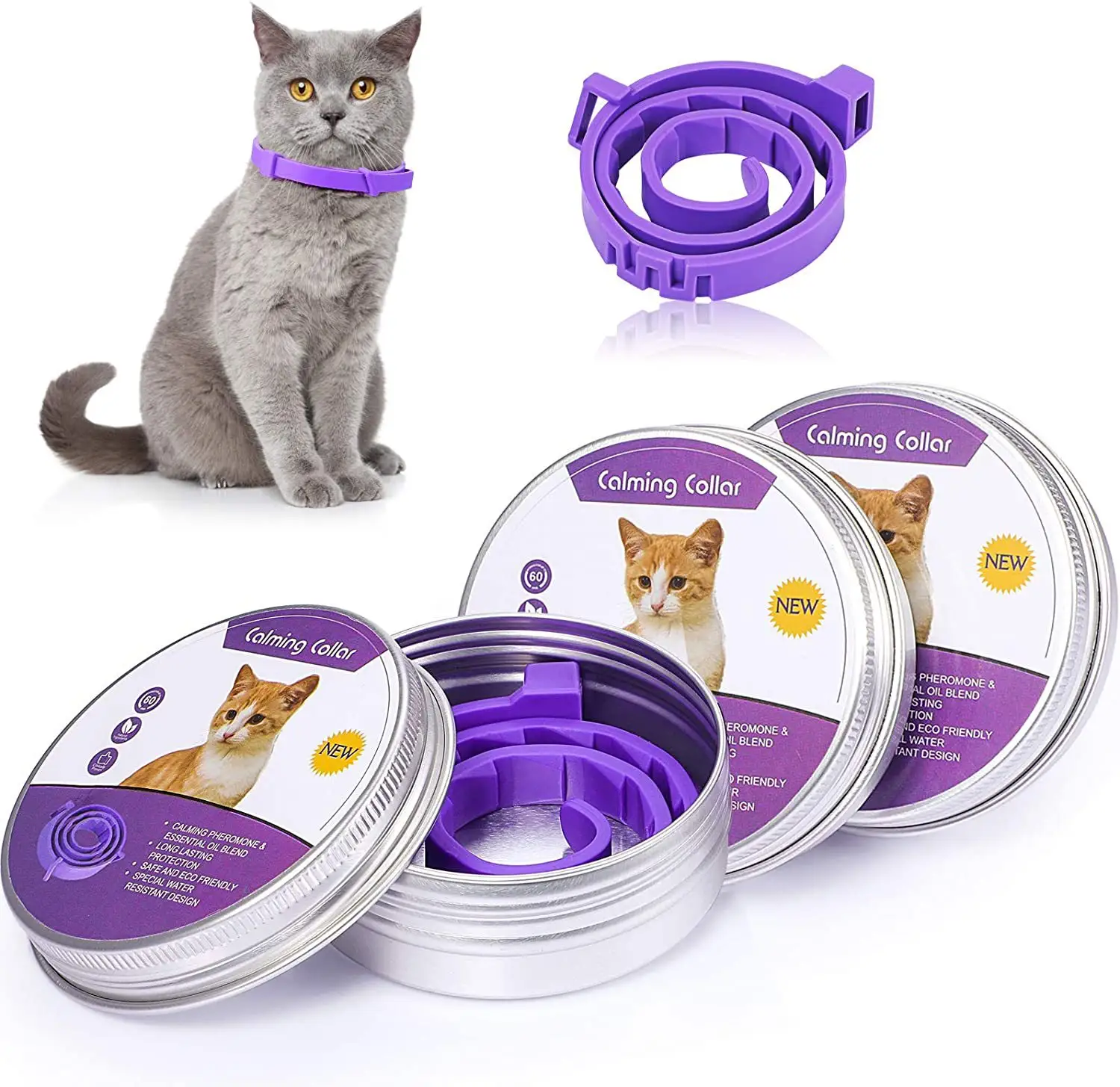 Venda quente Ajustável Cães Calmante Feromônios Collar Pet Calmante Collar Para Gatos colarinho calmante para gatos reduzir a ansiedade