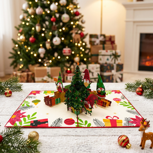 Gnomos de Navidad, Tarjeta de Papel 3D Pop-Up, Regalo Navideño Hecho a Mano, Decoración con Diseño Personalizado - Product Image 3