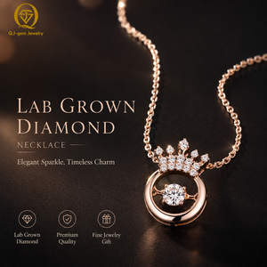 Collier avec pendentif couronne en diamant cultivé en laboratoire, plaqué or rose, bijoux en diamant pour cadeau, fête, mariage avec or 10K/14K/18K - Product Image 1