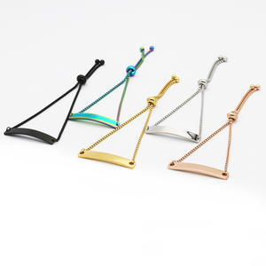 Braccialetto lungo in acciaio inossidabile con incisione personalizzata di moda personalizzata braccialetto regolabile con barra lucidata a specchio scorrevole 3D - Product Image 1