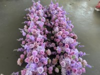 L-FR067 gros chemin de fleurs artificielles pour la décoration de mariage fleurs roses coureur allée fleur chemin de table rangée pour la décoration de mariage