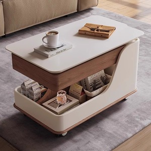 Phong cách hiện đại Gỗ + kim loại hình chữ nhật màu đen Bàn cà phê với 2 tầng của lưu trữ đồ nội thất phòng khách - Product Image 1