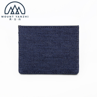Dompet Kartu Kredit Kulit Asli Denim Tahan Lama Model Sambungan Yanzhi dengan Logo Kustom, Anti RFID, Tipis, dan Praktis