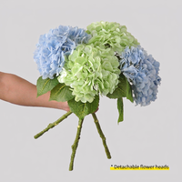 Fleur d'hortensia artificielle au toucher naturel, tige unique, arrangement floral artificiel, décoration en pétales de soie pour mariage et décoration intérieure