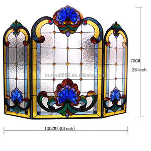 Mampara de Chimenea de Vidrio Tiffany Estilo Barroco de 40''x28'', Sólida y Duradera, para Decoración del Hogar - Product Image 5