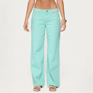2026 Designer Modern Baggy <strong>Yellow</strong> Aqua Green <strong>Women's</strong> <strong>Jeans</strong> Everyday Essentials Low Rise Straight Leg <strong>Jeans</strong> for <strong>Women</strong> - Product Image 3