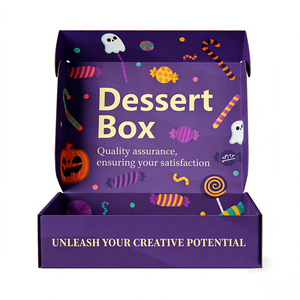 Caja de Postres Corrugada Morada con Logotipo Personalizado para Halloween, Ecológica, con Diseño de Casa Embrujada, Empaque Premium para Dulces - Product Image 2