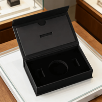 Boîte cadeau pliante magnétique noire de luxe personnalisée pour bijoux, parfum, iPhone, bougie, chocolat