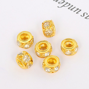 12mm 15mm DIY joyería Metal agujero grande cuentas diamantes de imitación Junta hueca cuentas listas - Product Image 4