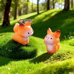 Cute Cartoon Fox Doll Resin Miniature <b>Ornament</b> Desktop <b>Car</b> Decor Accessory - Product Image 1